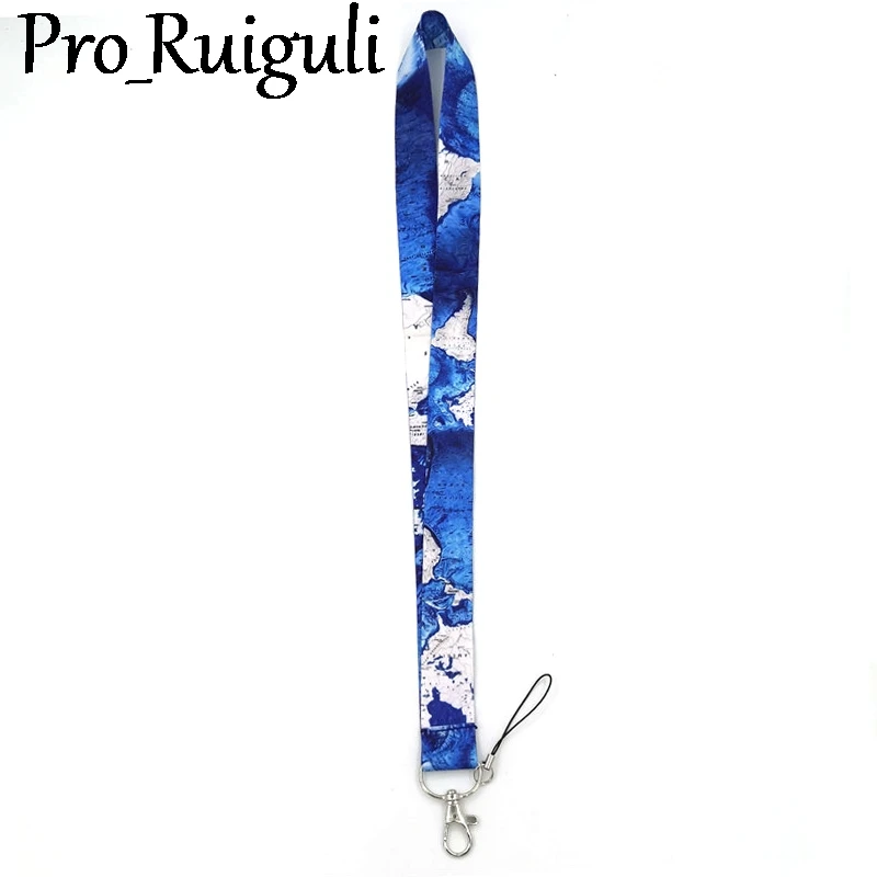 Карта мира шейный ремешок брелок мобильный телефон ремень держатель значка