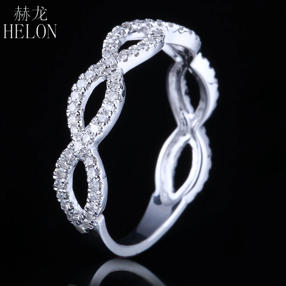 

HELON Solid 10K White Gold Pave 0.33ct 100% Genuine Natural Diamonds Engagement Anniversary Women Classic Fine Jewelry Ring gift