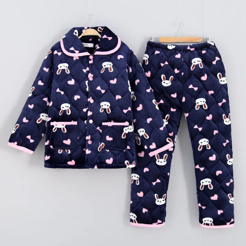 Женские пижамы коралловые бархатные хлопковые женские зимние с длинными