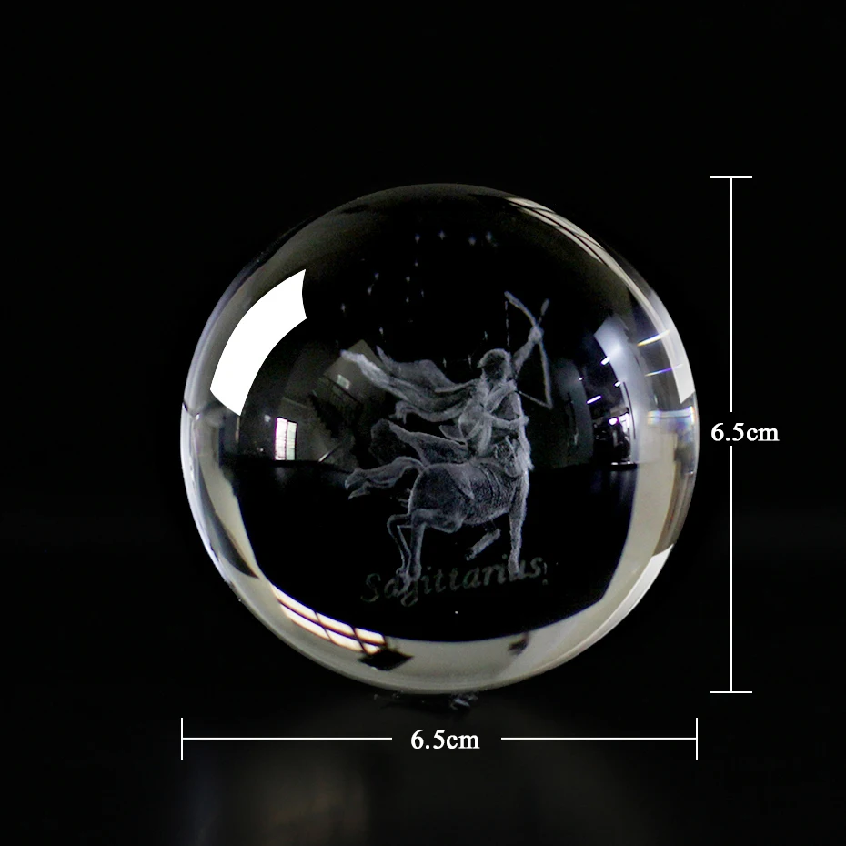 60 MM 3D Zodiac Sign Star Crystal Ball Laser Engraved Glass Sphere Crystal Craft Home Decor Birthday Gift Ornament