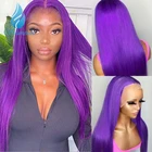 SMD фиолетовый цвет 13*4 Синтетические волосы на кружеве волосы парики длинные прямые бразильские Реми человеческие волосы парики с детскими волосами предварительно волосяного покрова