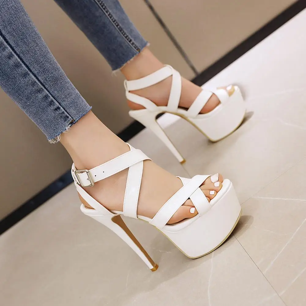 

2019 NEW Platform High Heels Sandals Summer Sexy Ankle Strap Open Toe Gladiator Party Dress Women Shoes Size 33-48