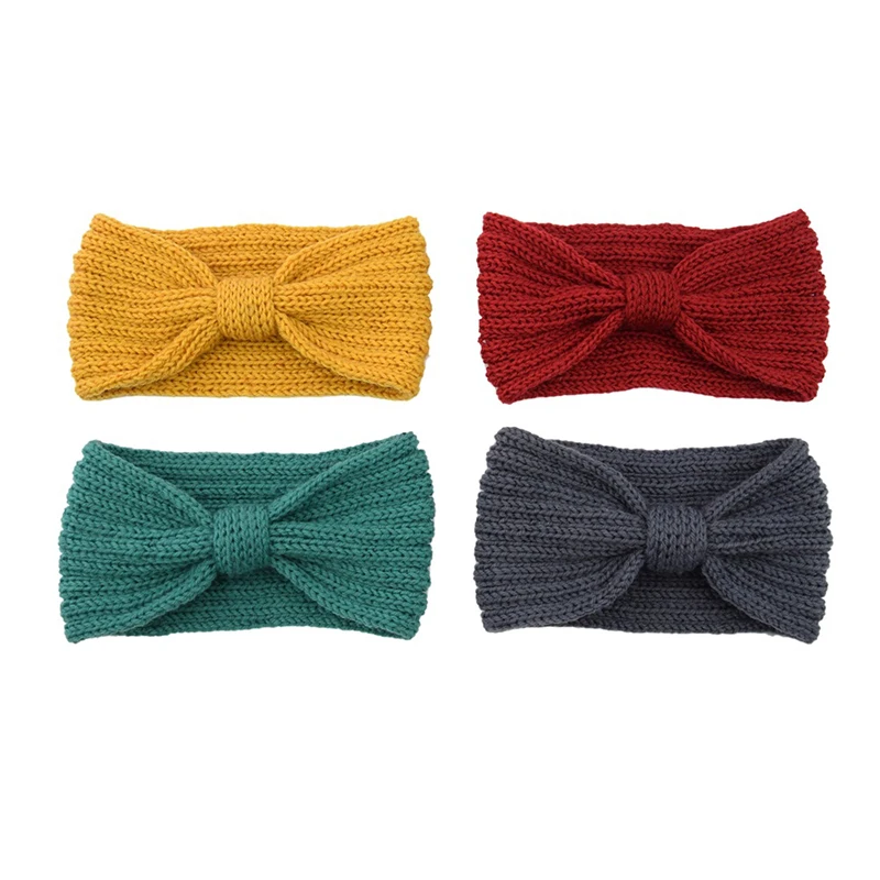 2019 Autumn Winter Warm Knotted Bow Headband Handmade Wool Knit Hairband Women Soft Stretch Headwear Hair Accessories Head Wrap |