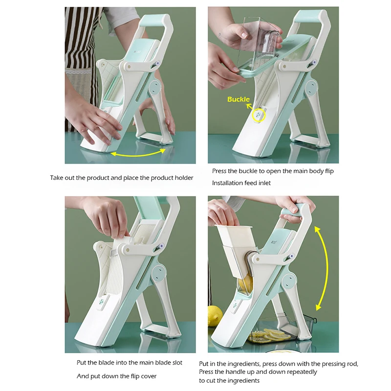 

Manual Slicers Set of Mandoline Slicer Vegetable Cutter with Adjustable Blades Home Kitchen Grater for Vegetables Gadgets