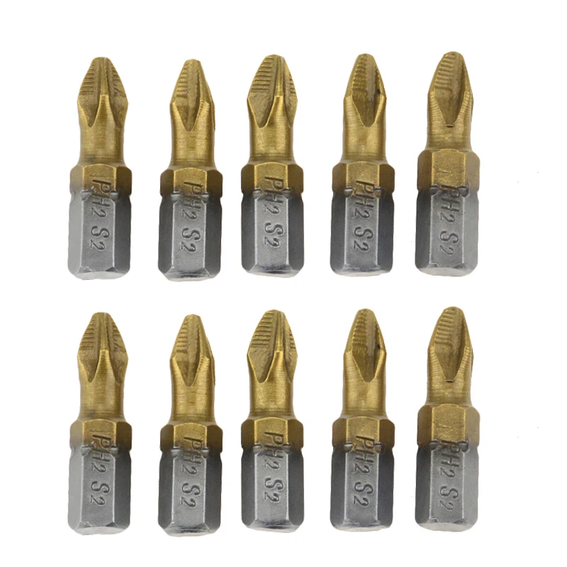 10 шт. титановое покрытие PH2 противоскользящие биты электрическая отвертка Биты 1/4