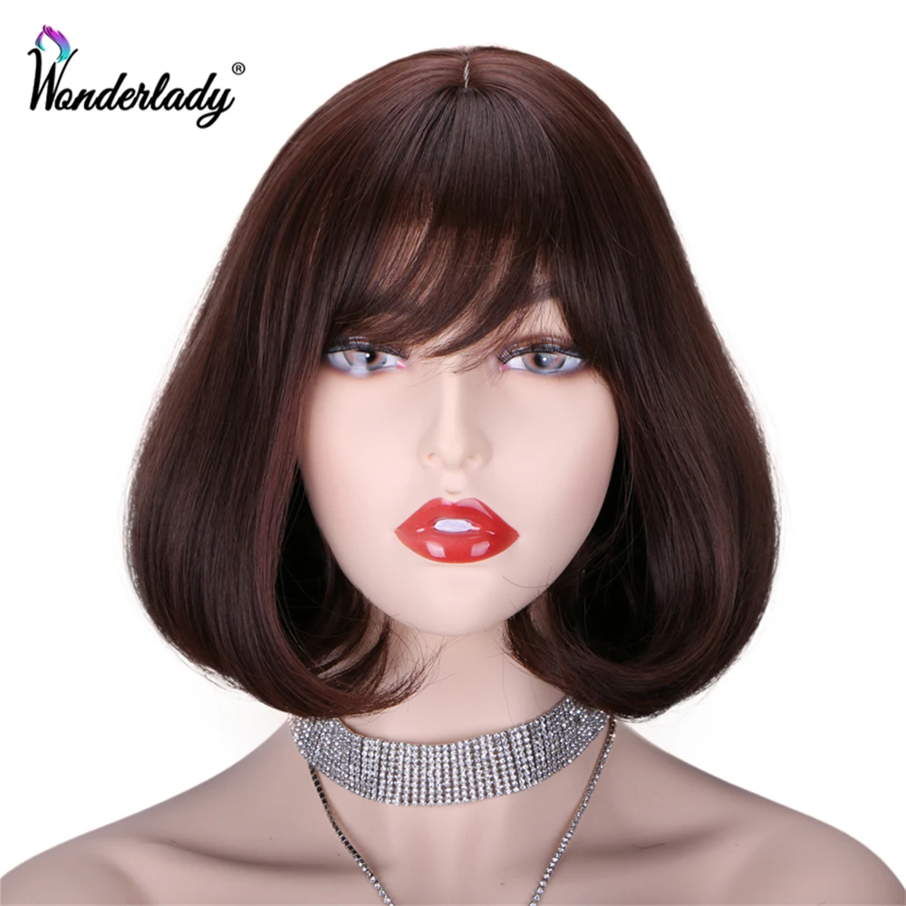 WonderLady синтетический коричневый парик короткий прямой Боб пепельный серый