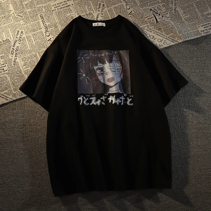 

Anime Cartoon Print T Shirt Oversized Women Tops Short Sleeve Summer T-Shirt Female Harajuku Loose Tee Shirt L1826