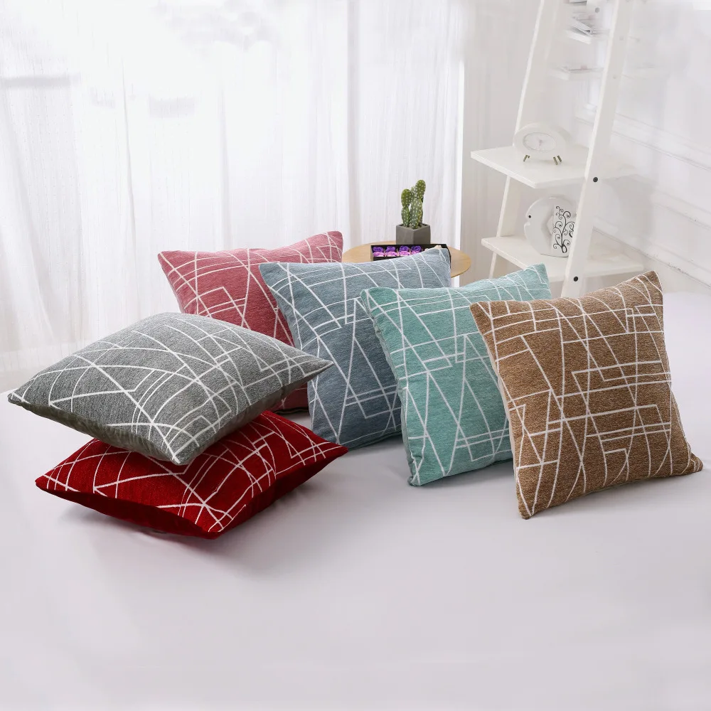 

Garden Geometric Chenille Embroidered Pillowcase for Sofa Living Room Home Decor Pillow Case 45X45CM Decoration