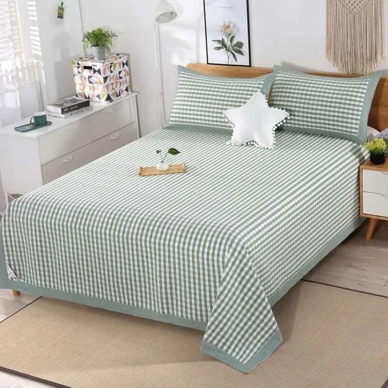 

All cotton old coarse cloth summer mat three piece set air conditioning mat combed cotton coarse cloth bed sheet single four