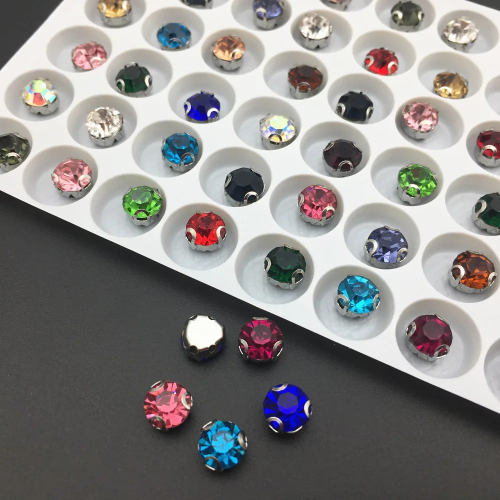 4mm-6mm Round Stone With Claw Sewing Rhinestones Garment Accessories Crafts Crystals Glass Strass Sew on Rhinestones For Clothes