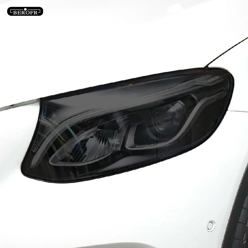 Car Headlight Protection Tint Film Smoke Black Transparent TPU Sticker For Mercedes Benz GLC Class X253 C253 AMG 2015-2021