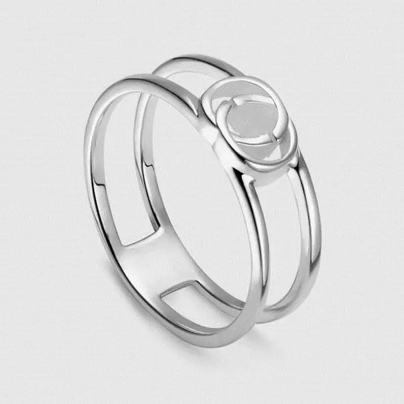 

1:1Men's and women's sterling silver rings, hollow out double letters, fashion boutique, lovers, Christmas gifts