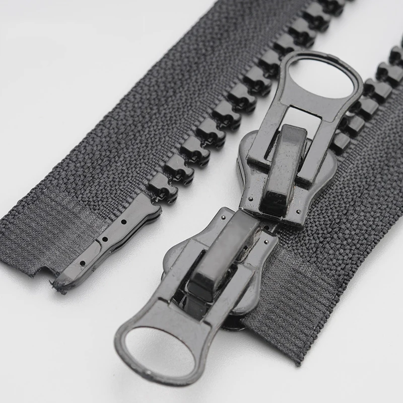 black 2 шт Meetee 8# Смола молния 60-200 см двойные Ползунки пуховик пальто тент открытый конец молнии аксессуары для пошива одежды - Цвет: black