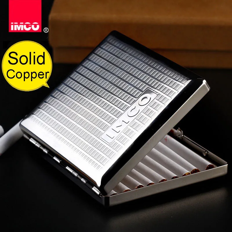 

Новинка креативный чехол для сигарет из твердой меди/латуни Вместимость 16-20 мужской подарок оригинальное качество Австрия IMCO аксессуары дл...