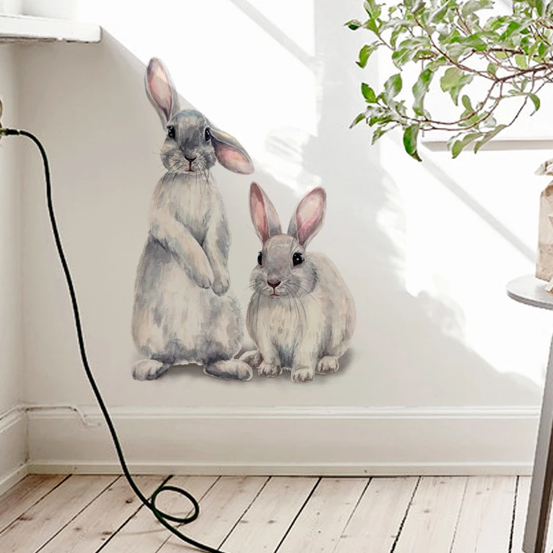 

1pcs Cute Rabbits Wall Sticker Children'S Kids Room Home Decoration Removable Wallpaper Living Room Bedroom Mural Bunny Stickers