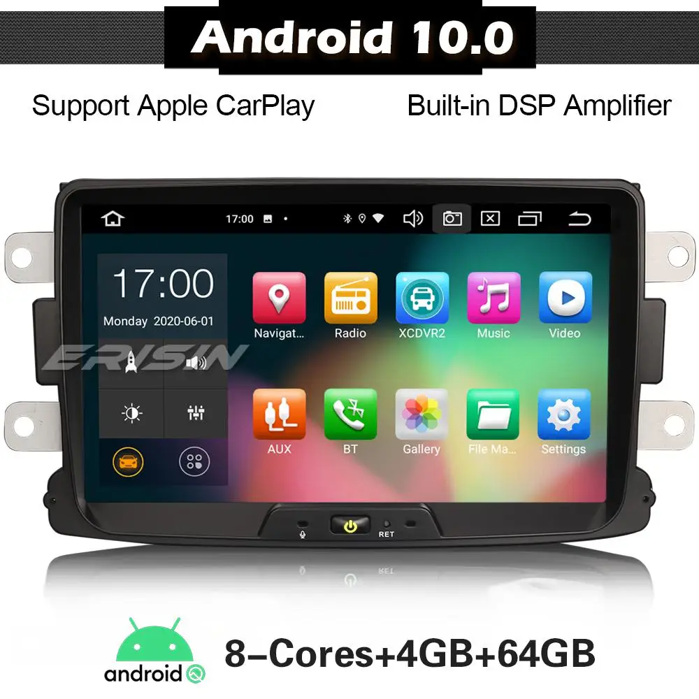 ERISIN 8129 Android 10 0 Авторадио для Renault Dacia Duster Sandero Dokker Lodgy 8 ядерный DAB + Bluetooth SatNav DSP