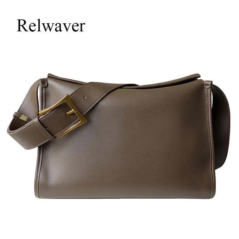 

Cowhide women messenger bags brief wide strap cross body bag fashion women shoulder bag niche Boston bag