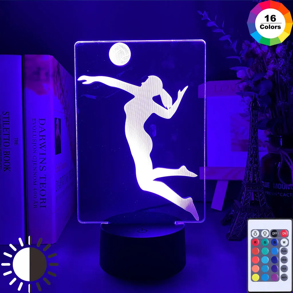 Акриловая светодиодная Ночная лампа для женщин офисный декор волейбола ночник