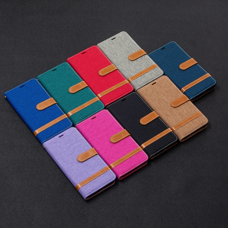 

Denim Flip Stand Wallet Case For SONY Xperia 5 8 10 XZ 5 XZ1 Compsct XZ Premium XA2 Ultra XA1 XZ XZS Plus Soft Solid Color Case