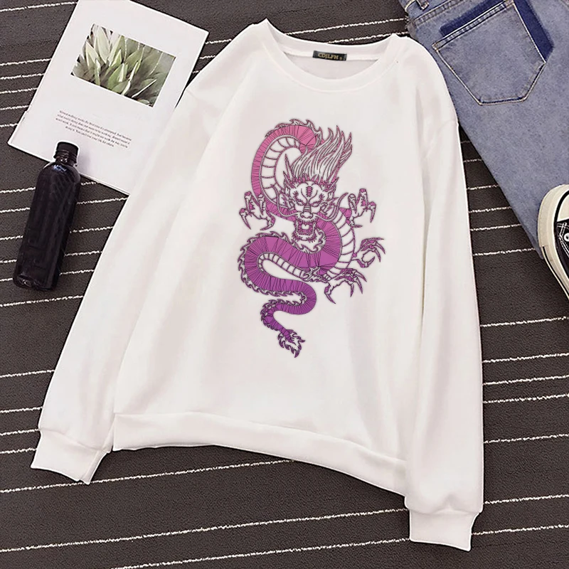 

Hoody Oversized Harajuku Chinese Dragon Print Sweatshirt Hoodies For Women Top Clothes Female 2020 Winter Pullover Full Sleeve