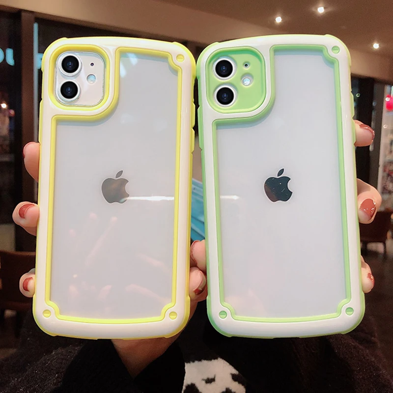 Яркий прозрачный чехол для телефона iPhone 12 11 Pro Max X XR XS 6S 7 8 Plus противоударный бампер