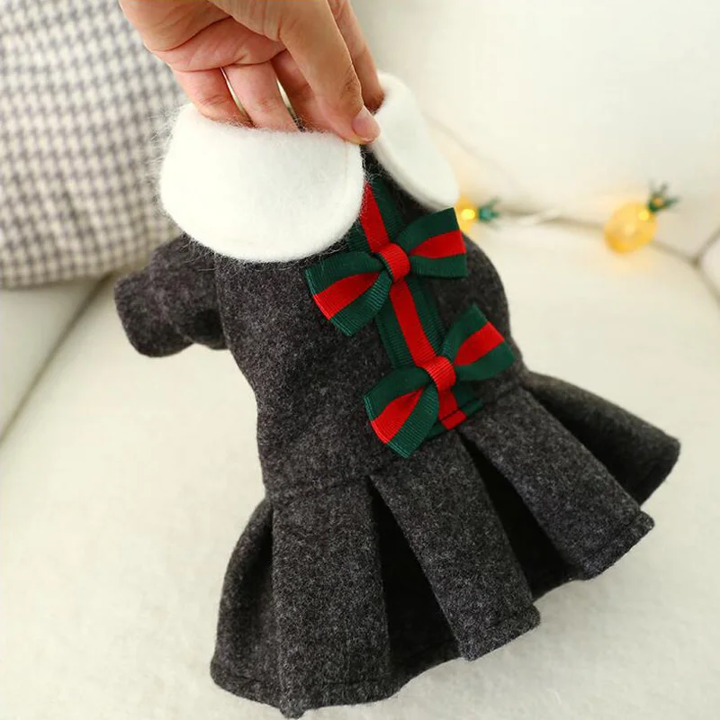 Petcircle/новое платье принцессы собак в школьном стиле темно-серая шерстяная юбка