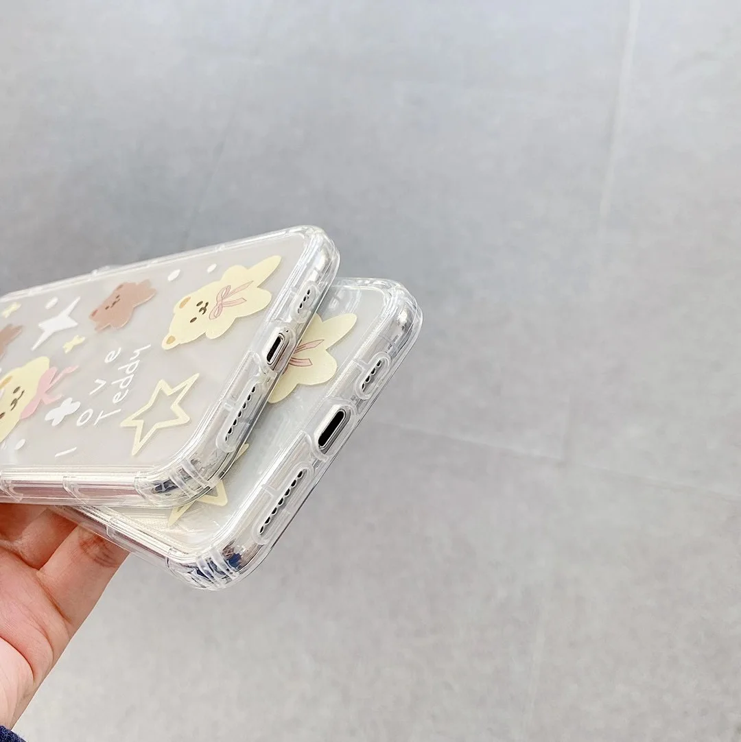 

INS Korean cute cartoon hat bow bear phone case for iPhone 11 12 pro MAX Xs MINI Xr X 7 8plus soft TPU back cover