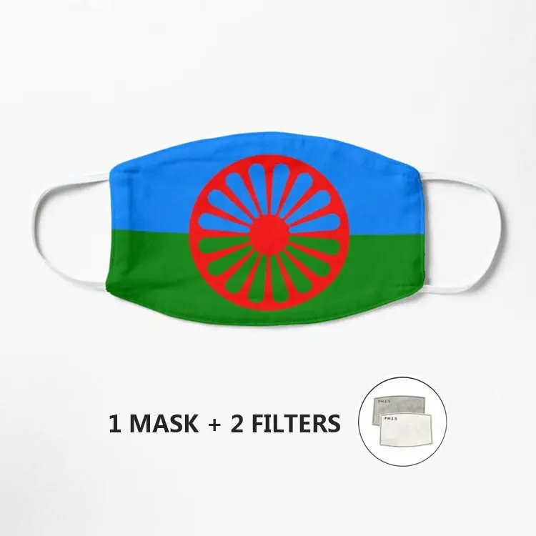 

gypsy flag Mask Fashion Cloth Adult Mouth Mask With Filters Mask Anti Dust Face Mask Washable Filter ReusableBlack And White