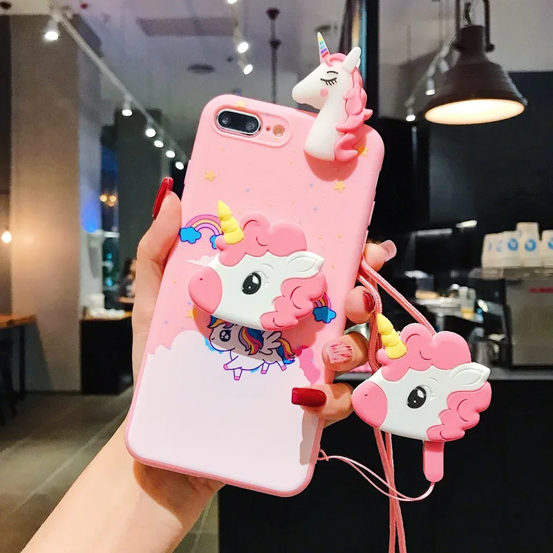 Милый мультяшный Сейлор Мун розовый чехол для телефона для iPhone 11 Pro X 8 7 6s Plus XS Max XR мягкий 3D кукольные игрушки стенд ремешок задняя крышка - Цвет: 06