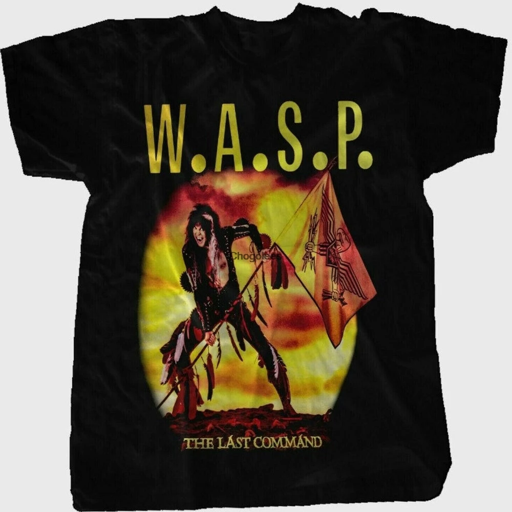 Винтажная хлопковая черная Мужская футболка WASP The Last Command Tour все размеры | одежда