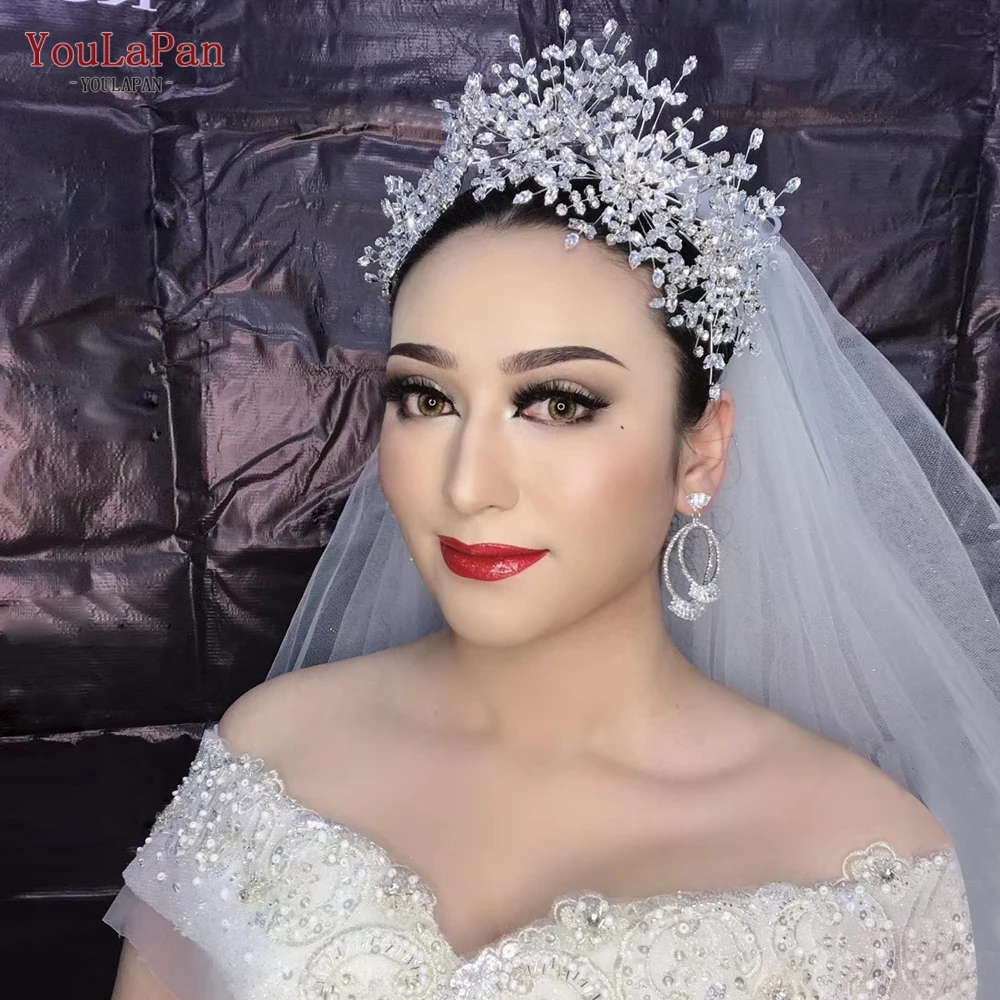 

YouLaPan HP385 Silver Diamond Bridal Headband for Women Tiara Full Rhinestones Bridal Hair Hoop Headdress Wedding Accessories