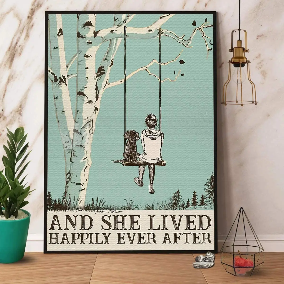 

SIGNCHAT Girl and Dog She Lived Happily Ever After Poster Art Print Decor Retro Art Wall Decor Metal Sign Poster, Poster#p686