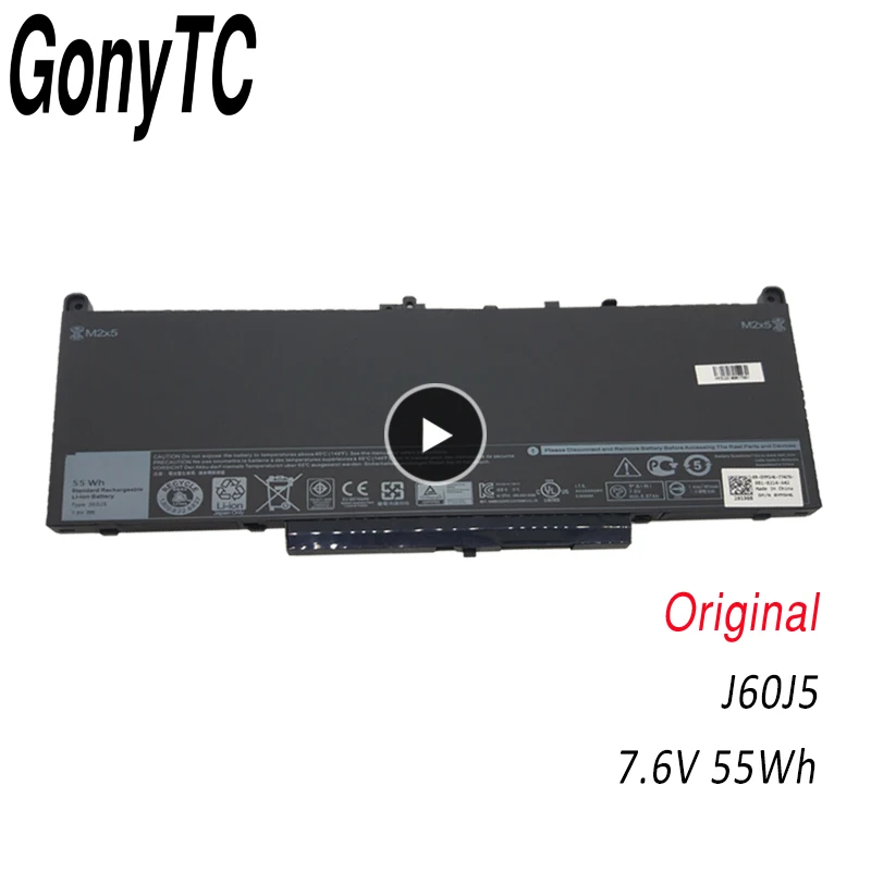 

GONYTC J60J5 7.6V 55Wh New Genuine Laptop Battery For Dell Latitude E7270 E7470 E7260 7270 7470 J6OJ5 R1V85 MC34Y 242WD