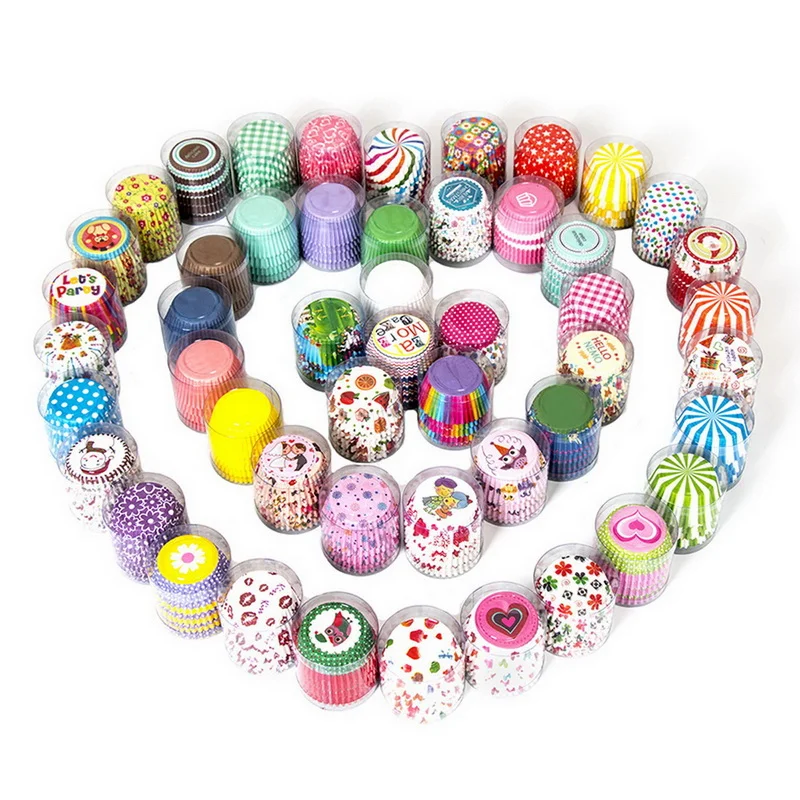 100Pcs торт кекс Бумага чашки коробки для тортов и пирожных форма порционного кекса