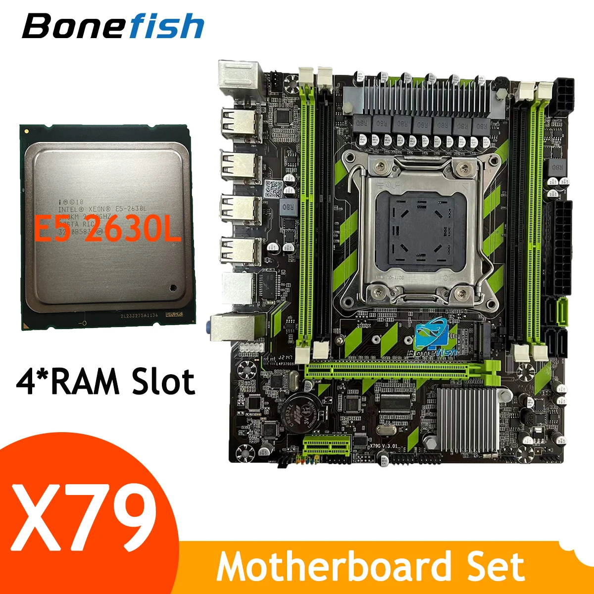 

4 RAM Slot X79 Motherboard Kit Combo Set with Intel Xeon E5 2630L Processor LGA 2011 Support DDR3 1066 1333 1600 MHz NVME M.2 M2