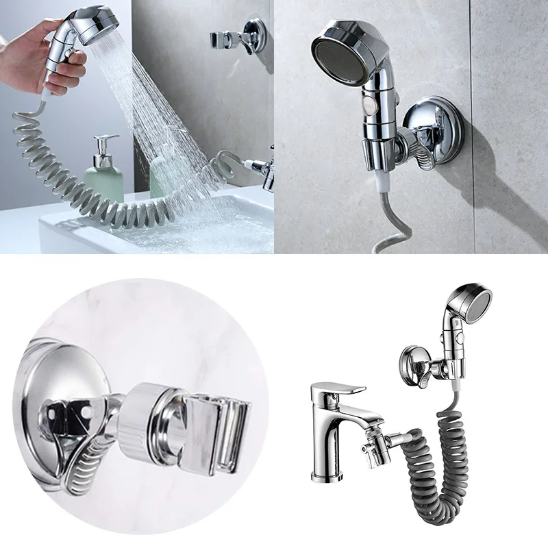 

360 Shower Head Holder Suction Cup Showerhead Bracket Wall Mount Bathroom Bracket Nozzle Base Stand Rainfall Shower Set