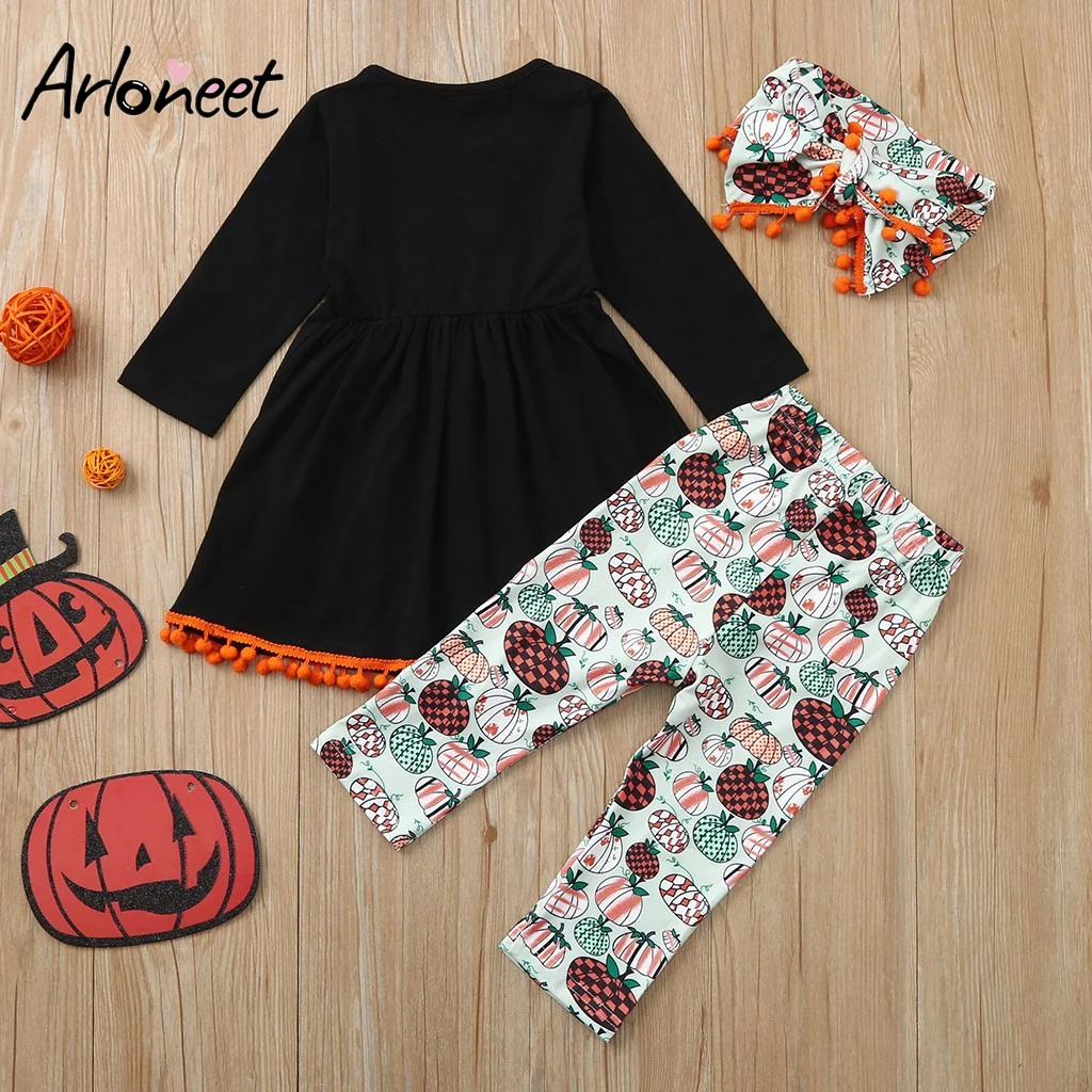 Детская осенняя одежда для маленьких девочек комплект из топа с длинным рукавом