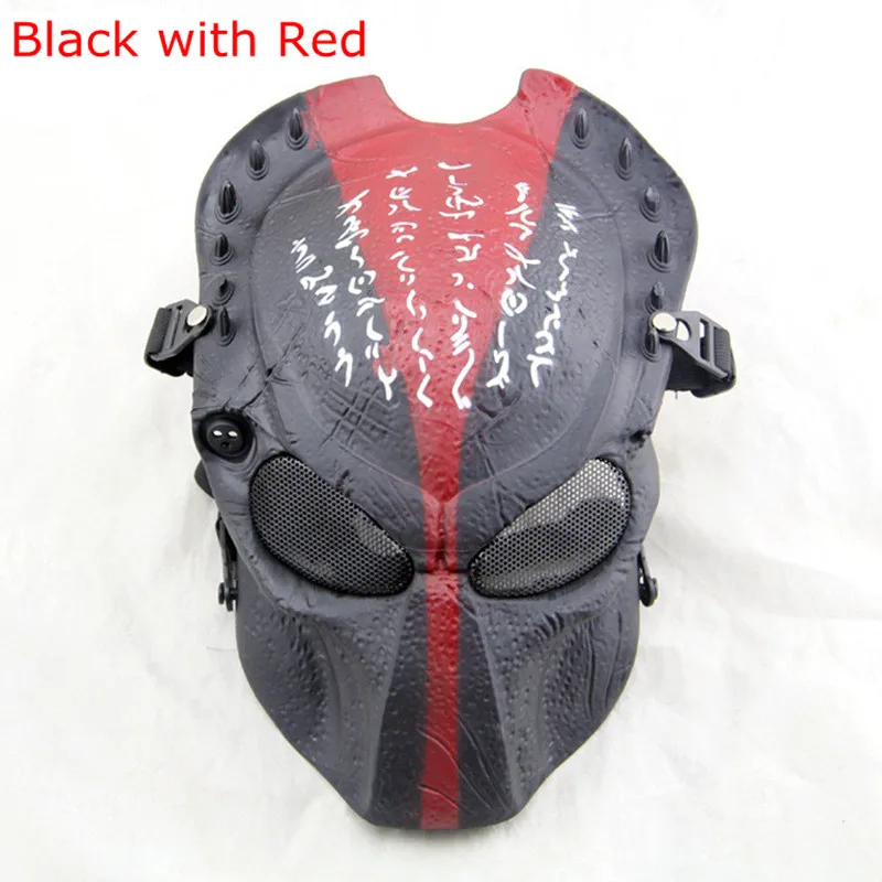 Black with Red Alien vs. Шлем хищника маска с светильник на Хэллоуин маскарадные костюмы для косплея CS военная игра реквизит Открытый тактический страйкбол маски - Цвет: Black with Red