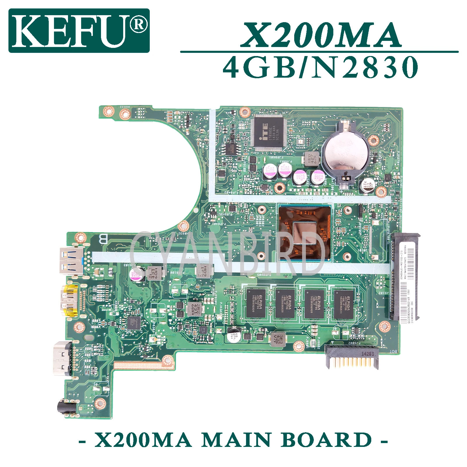 Mainboard para Asus X200m com 4gb-ram Kefu Original Computador Portátil Placa-mãe X200ma F200ma N2830-cpu