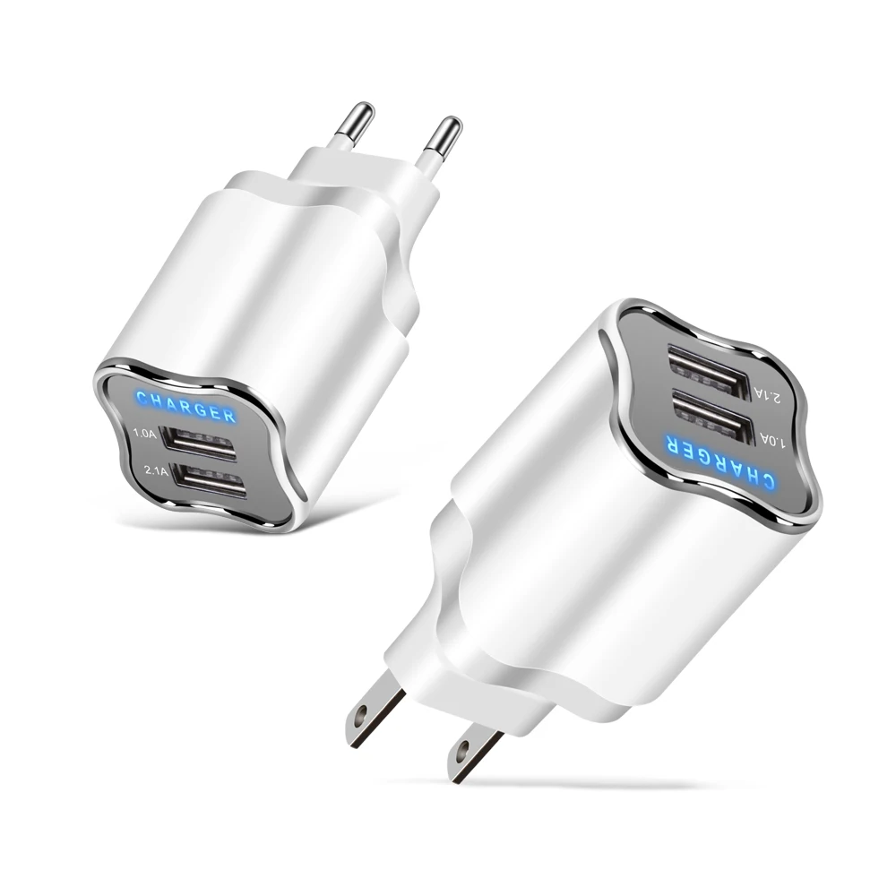 Dual USB Автомобильное зарядное устройство по стандартам ЕС/США штекер Адаптер
