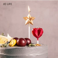 jo life 4pcsset colorful diamond crystal candle heart star cake topper birthday cake decoration candles