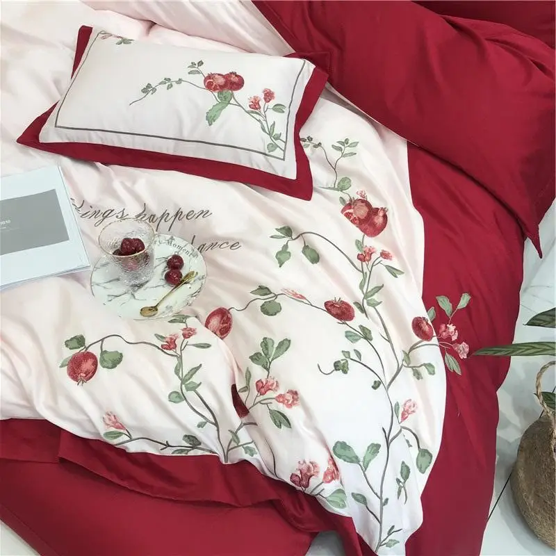 Новый роскошный красный американский Пастырское с вышивкой и цветочным принтом