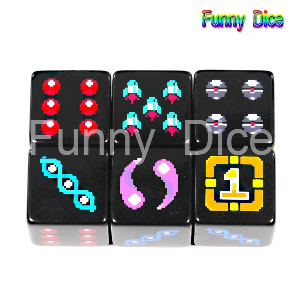 6 style for choose 18mm Digital D6 Dice Set 6pcs/set, Plastic 6 Sided Cube for Poker Card Game/Education Gambling,Board Game