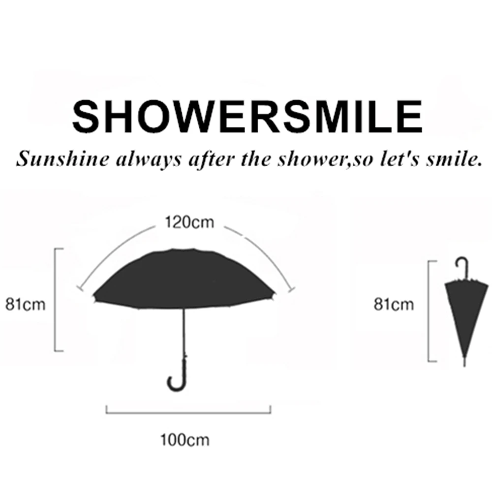 SHOWERSMILE прозрачный зонтик от дождя для женщин с длинной ручкой зонты британский