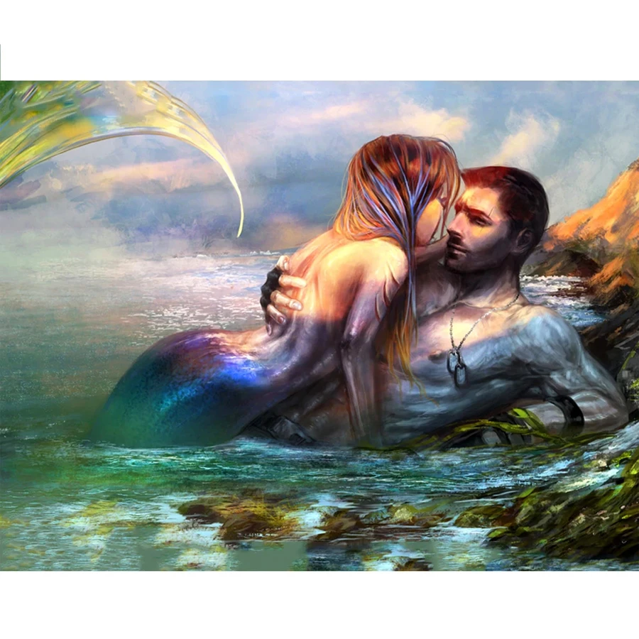 

cartoon lovers 5d diy Diamond Painting Full Drill Mermaid Diamond Embroidery Mosaic picture home decor drop shipping