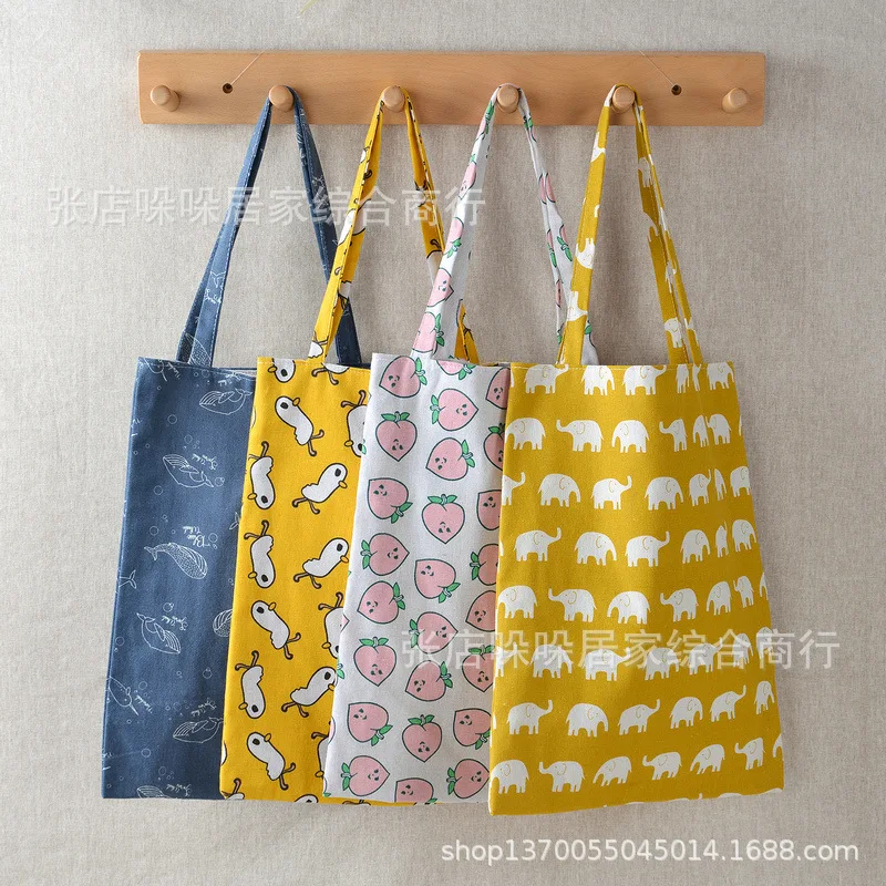 Маленькая желтая утка хлопчатобумажная и льняная тканевая сумка повседневная