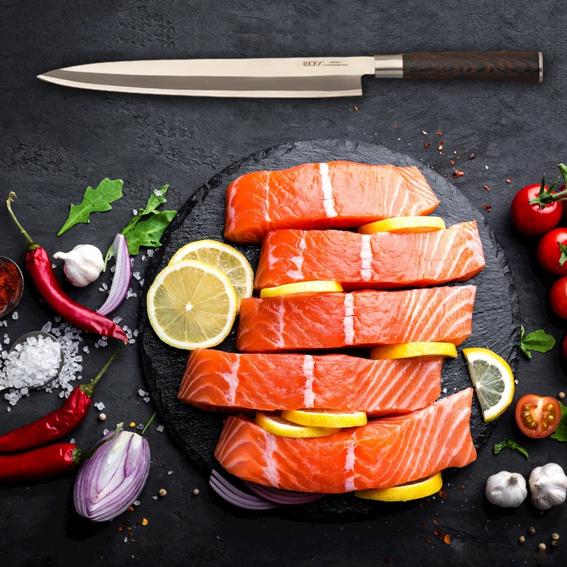 12 &quotлевая рука японский янагиба суши сашими кухонный нож немецкий из