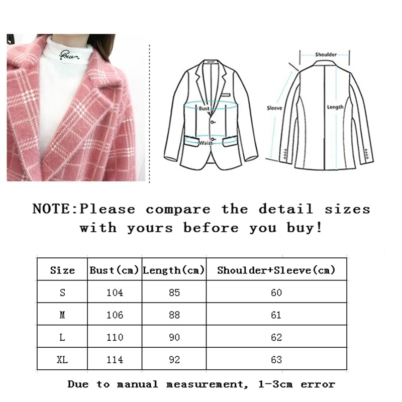 

VANGULL Covered Button Coat Women Winter Plaid Mid-long Outwear Womens Pockets Loose Harajuku Korean Style All-match Elegant