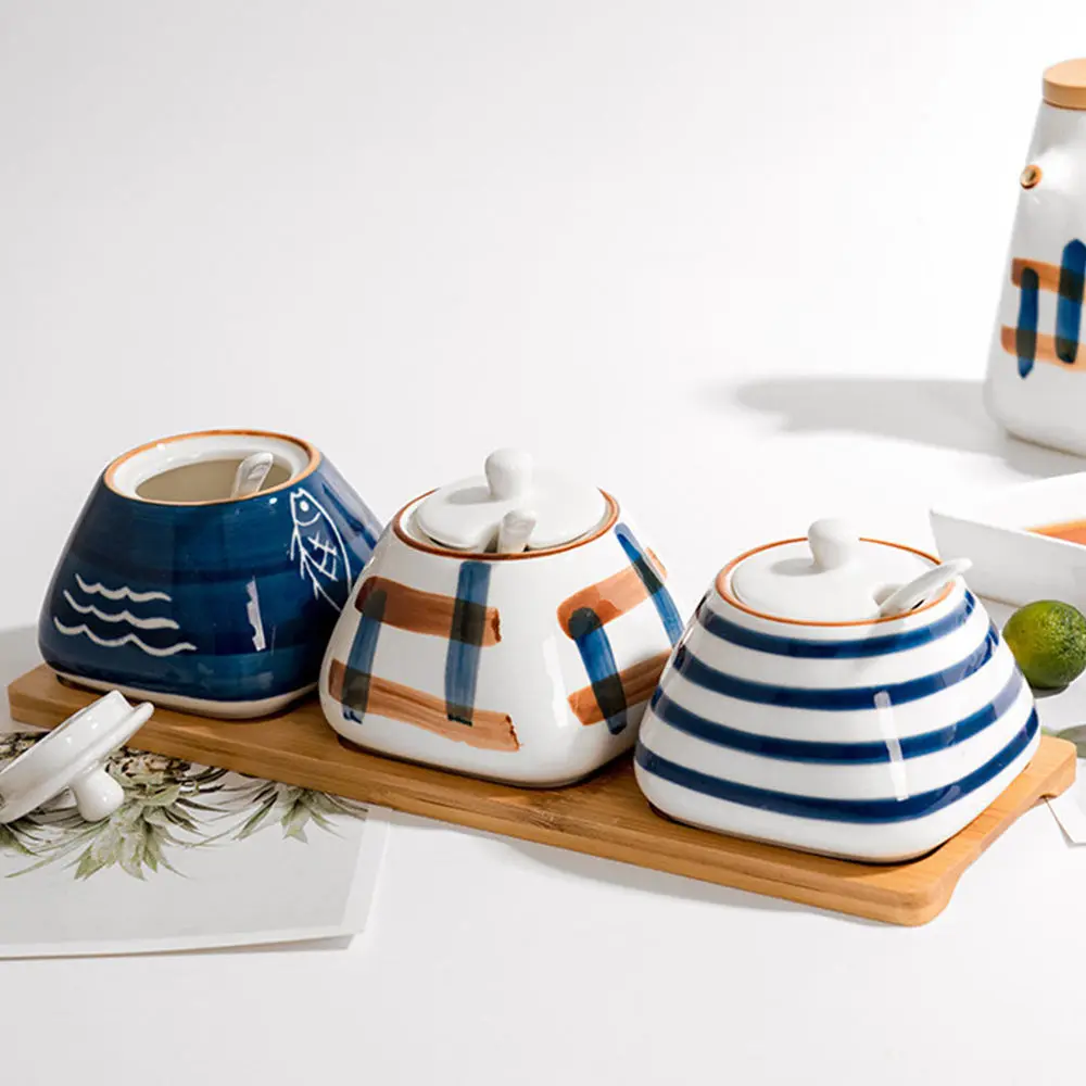 

1 Set Hand-painted Japanese Ceramic Seasoning Jar Storage Jar (Assorted Color)