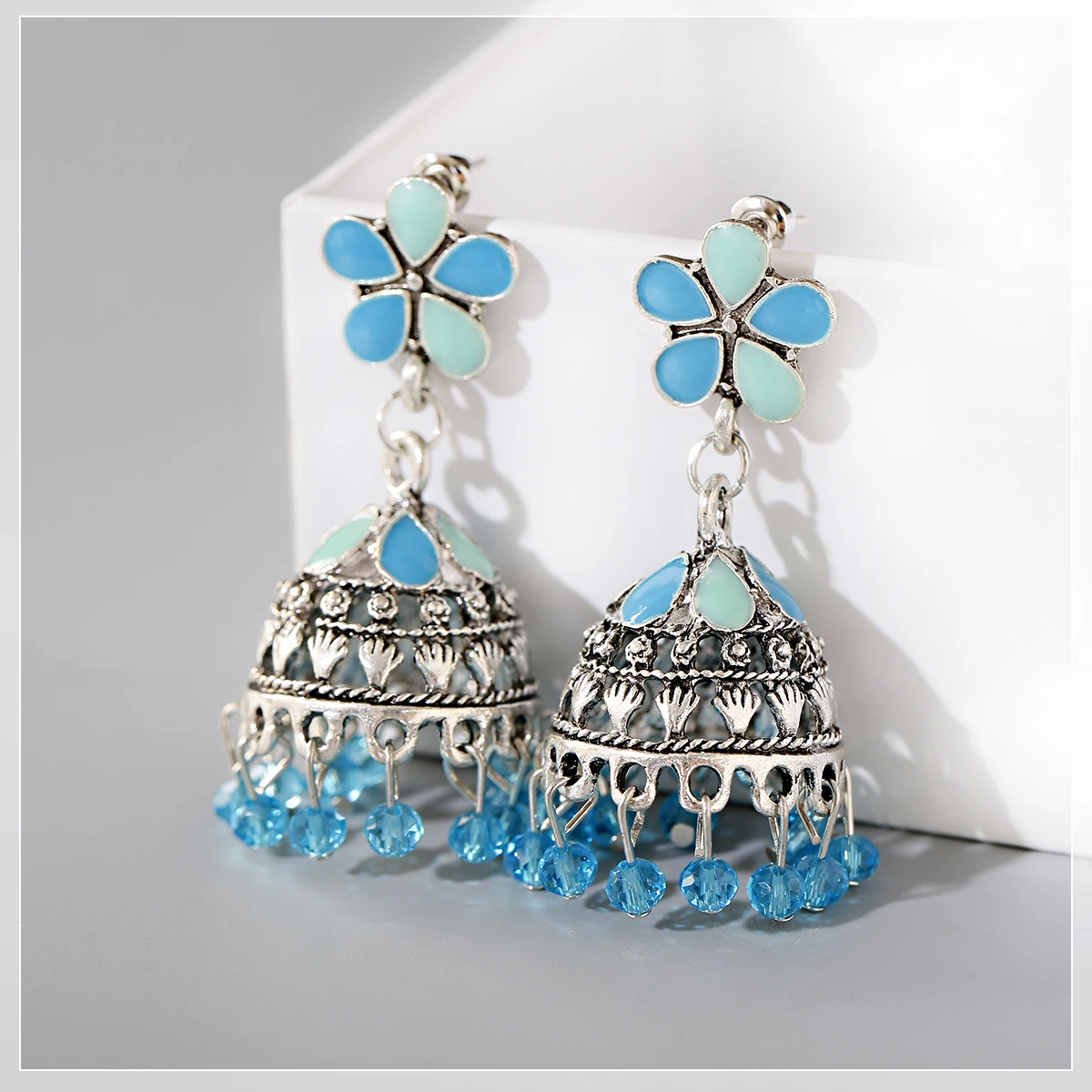 

2021 Boho Afghan Ethnic Drop Earrings For Women Pendient Tassel Gyspy Silver Color Bell Ladies Indian Earring Jewelry